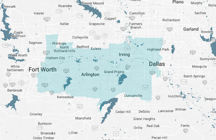 Arlington Bedford Dallas Duncanville Euless Fort Worth Grand Prairie Haltom City Hurst Irving North Richland Hills